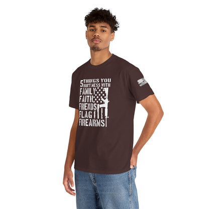 Patriotic Unisex Heavy Cotton Tee - 5 Things You Don't Mess With | Perfect for Veterans, Independence Day, Gifts