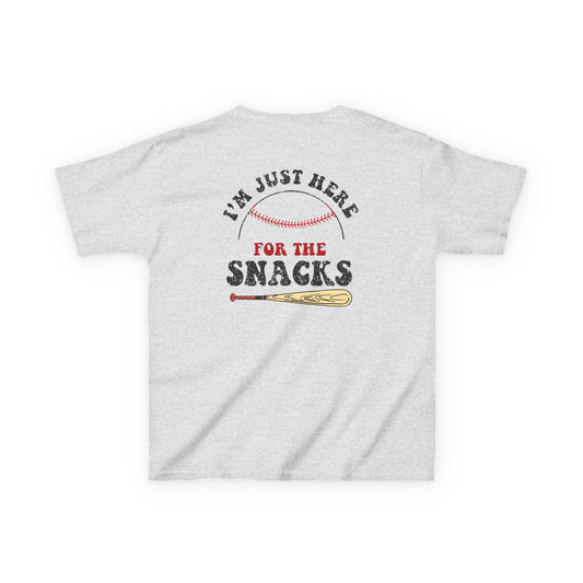 Youth Baseball Sister Tee - 'I'm Just Here for the Snacks'