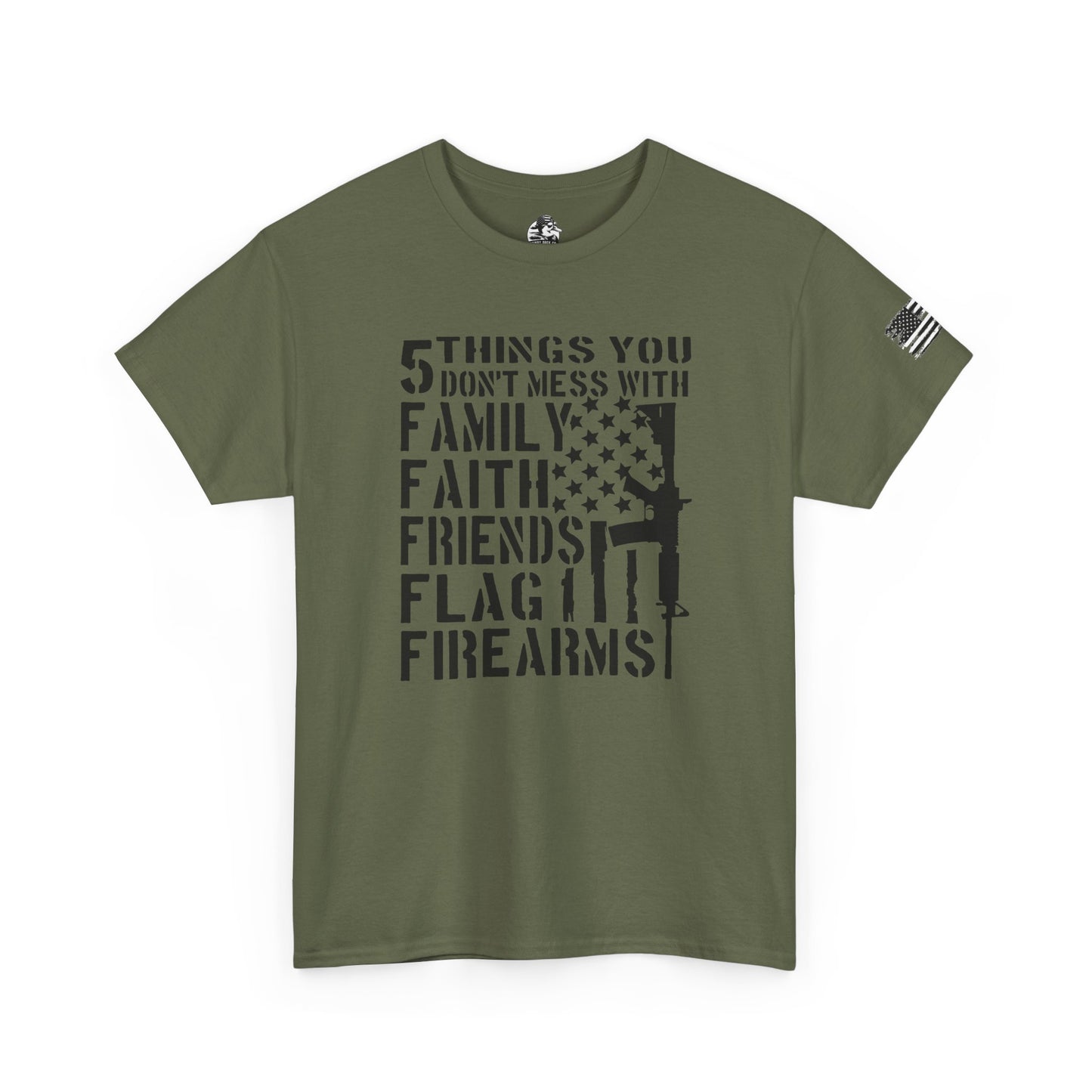 Patriotic Unisex Heavy Cotton Tee - 5 Things You Don't Mess With | Perfect for Veterans, Independence Day, Gifts