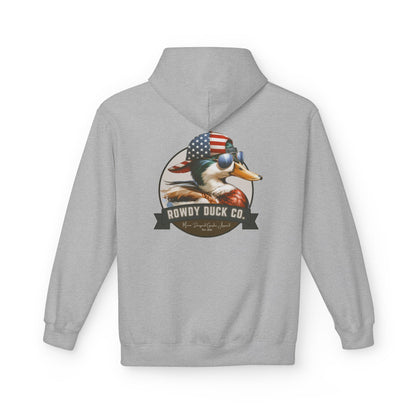Patriotic Duck Hoodie, Fun Casual Wear for Outdoors, Gift for Animal Lovers, Unique Hoodie for Holidays, Comfy Everyday Style