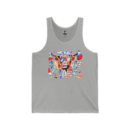 Unisex Jersey Tank with Stars Design | Patriotic Summer Top, 4th of July T-Shirt, Casual Wear, Festival Outfit, Pool Party