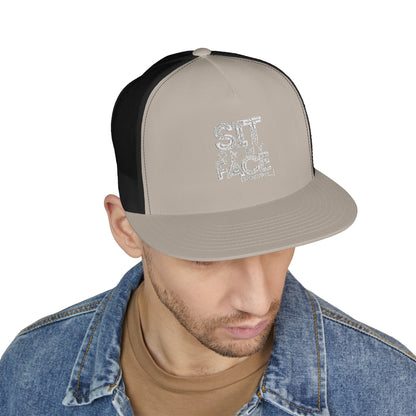 Funny Embroidered 5 Panel Flat Bill Trucker Cap - 'Sit On My Face'