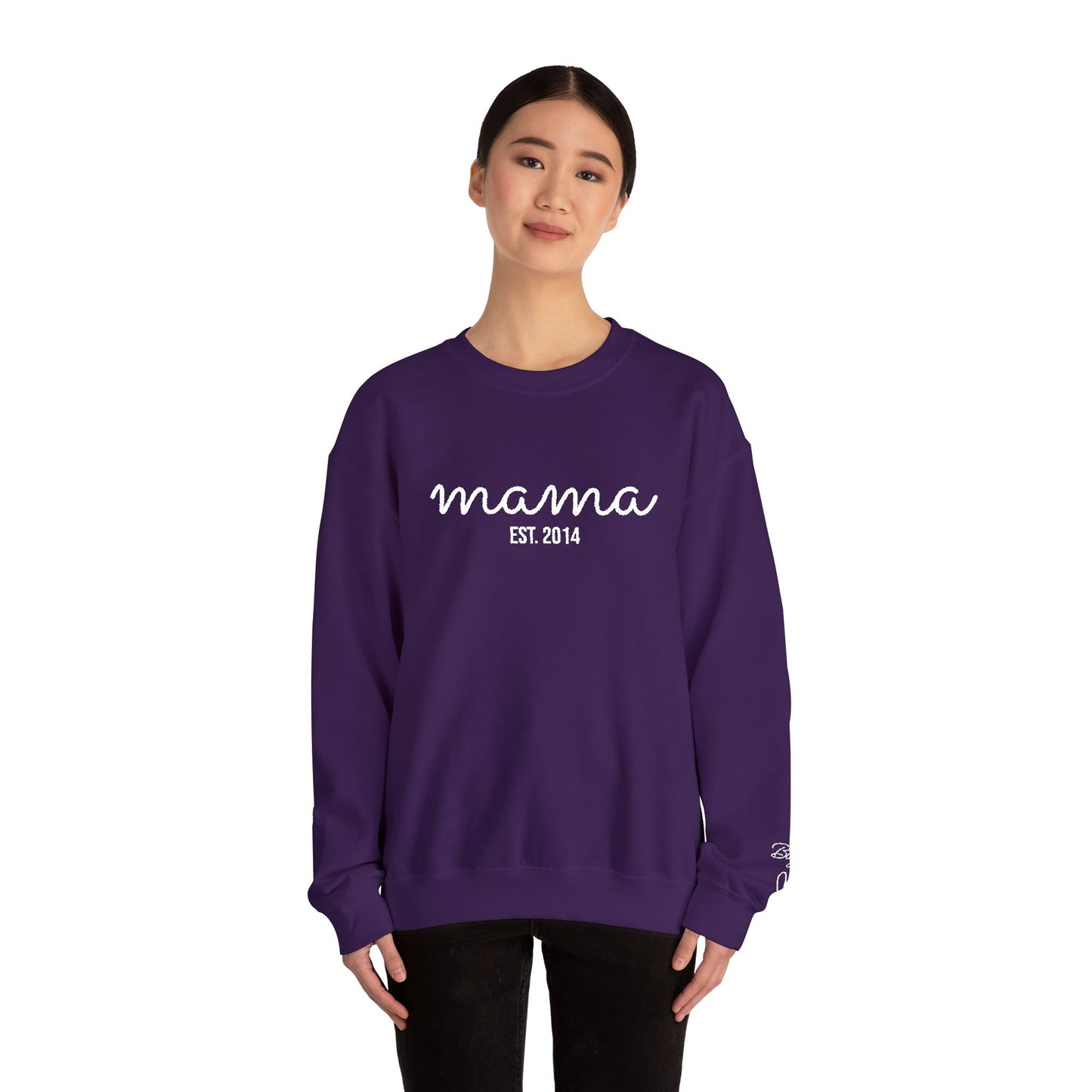 Custom Embroidered Mama Cursive Fleece Crewneck