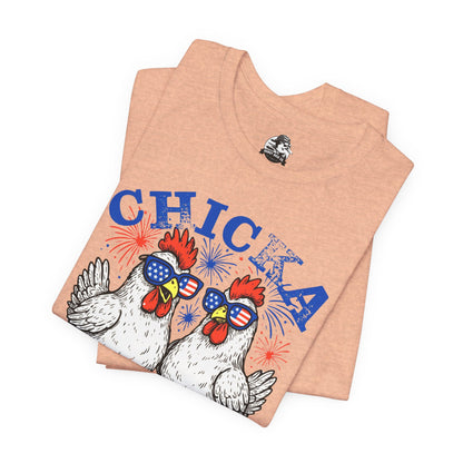 Chic Chicken Graphic Tee, Fun Unisex T-Shirt, Summer Fashion, Gift for Farm Lovers, Quirky Casual Wear, Boho Style