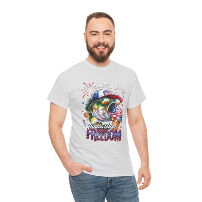 Patriotic Fishing Tee, Fourth of July Shirt, Freedom T-Shirt, Summer Adventure Apparel, Fishing Lover Gift