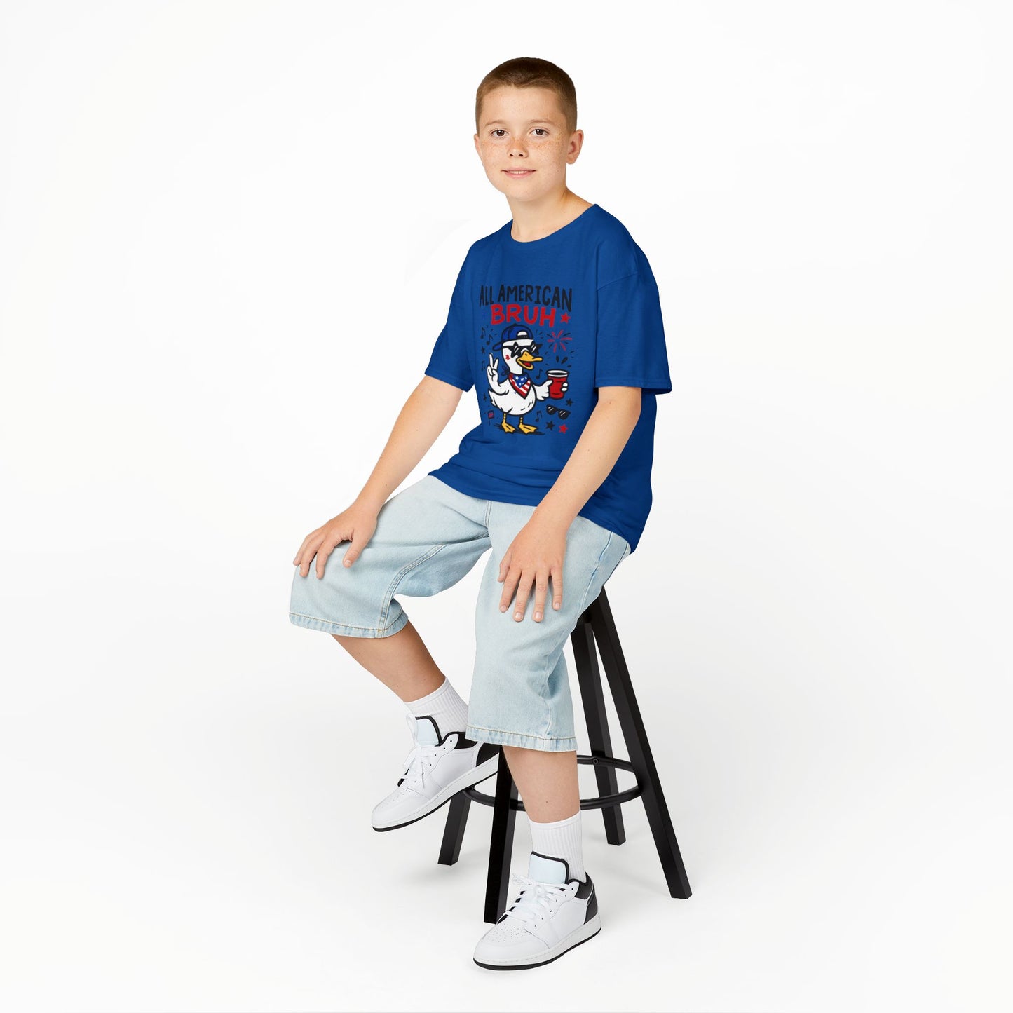 Patriotic Kids Tee, All American Bruh Shirt, Fun Summer Tee, Fourth of July Gift, Kids Celebration Apparel