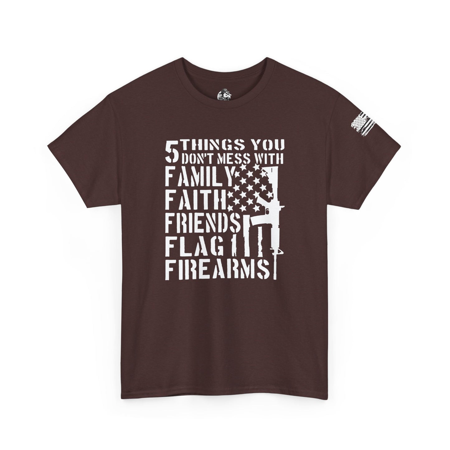 Patriotic Unisex Heavy Cotton Tee - 5 Things You Don't Mess With | Perfect for Veterans, Independence Day, Gifts