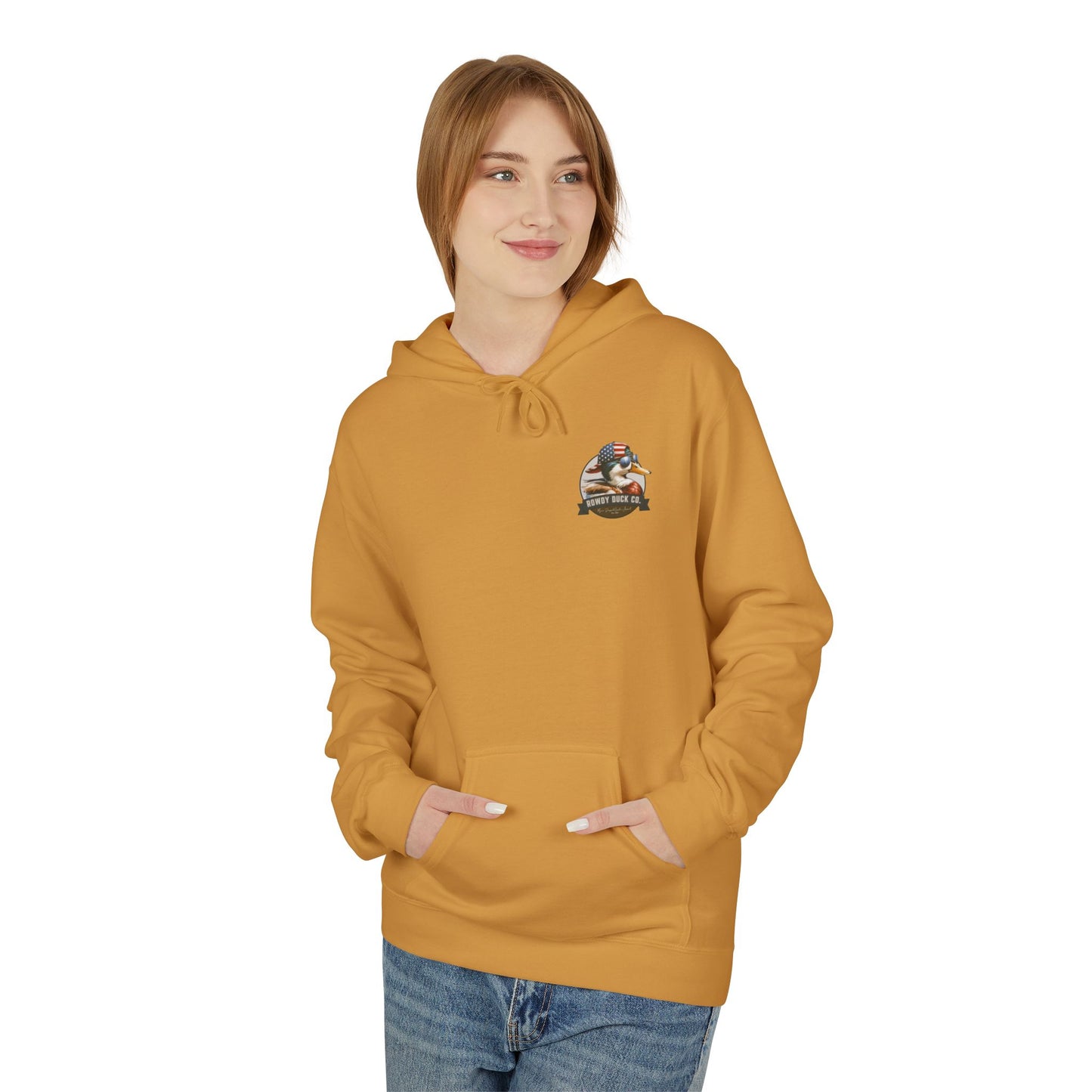 Patriotic Duck Hoodie, Fun Casual Wear for Outdoors, Gift for Animal Lovers, Unique Hoodie for Holidays, Comfy Everyday Style