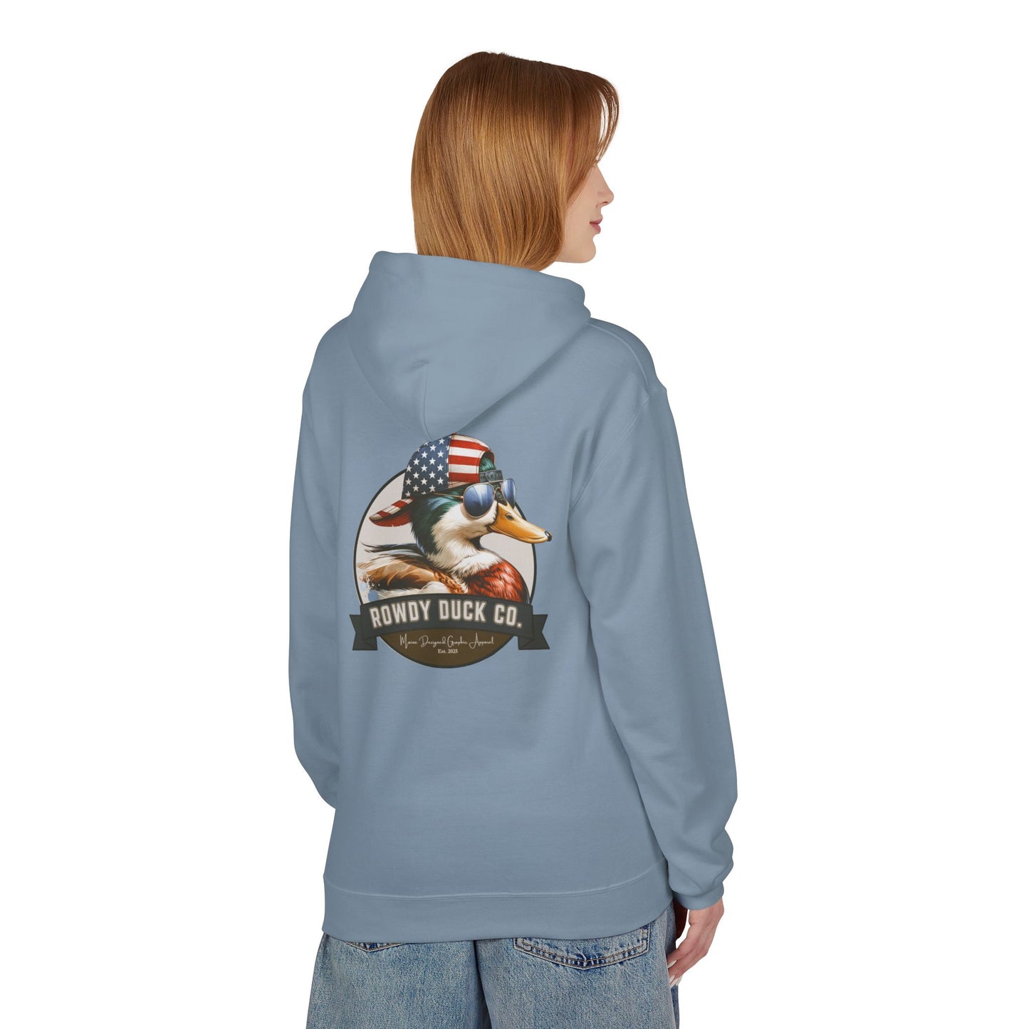 Patriotic Duck Hoodie, Fun Casual Wear for Outdoors, Gift for Animal Lovers, Unique Hoodie for Holidays, Comfy Everyday Style