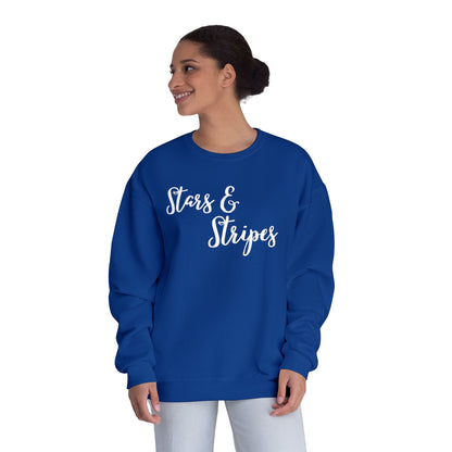 Stars & Stripes Unisex Crewneck Sweatshirt - Cozy Apparel for Casual Days, Gift for Independence Day, Summer BBQs, Fun Gatherings
