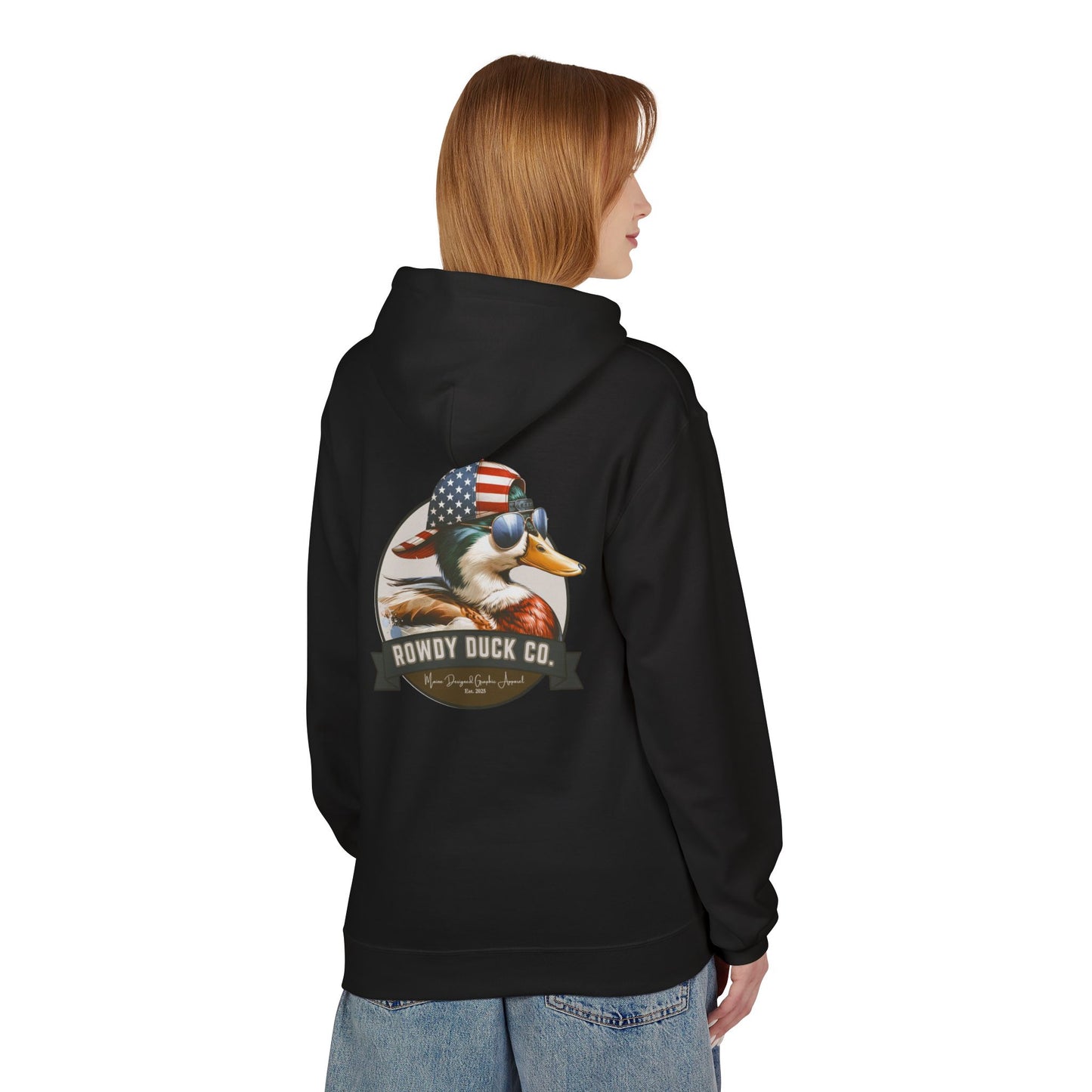Patriotic Duck Hoodie, Fun Casual Wear for Outdoors, Gift for Animal Lovers, Unique Hoodie for Holidays, Comfy Everyday Style