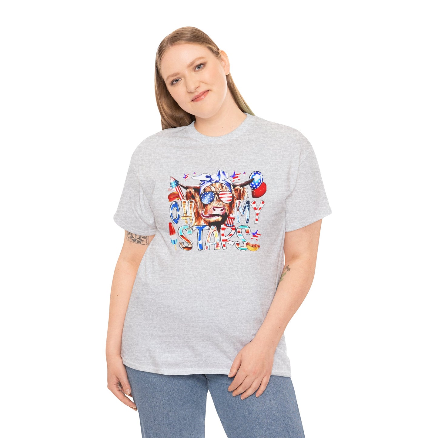 Cow red white & blue tee
