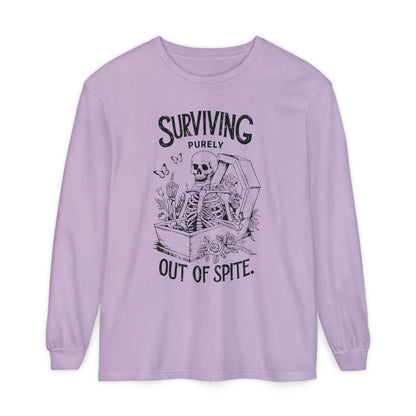 Surviving Purely Out of Spite Long Sleeve T-Shirt - Unisex Garment-Dyed Tee