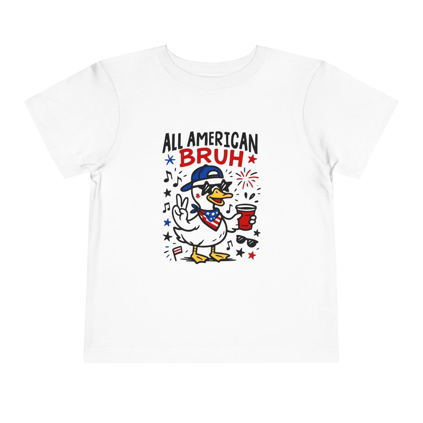 All American Bruh Toddler Tee, Cute Kids Shirt, Patriotic Toddler Outfit, 4th of July Apparel, Funny Duck Graphic Tee