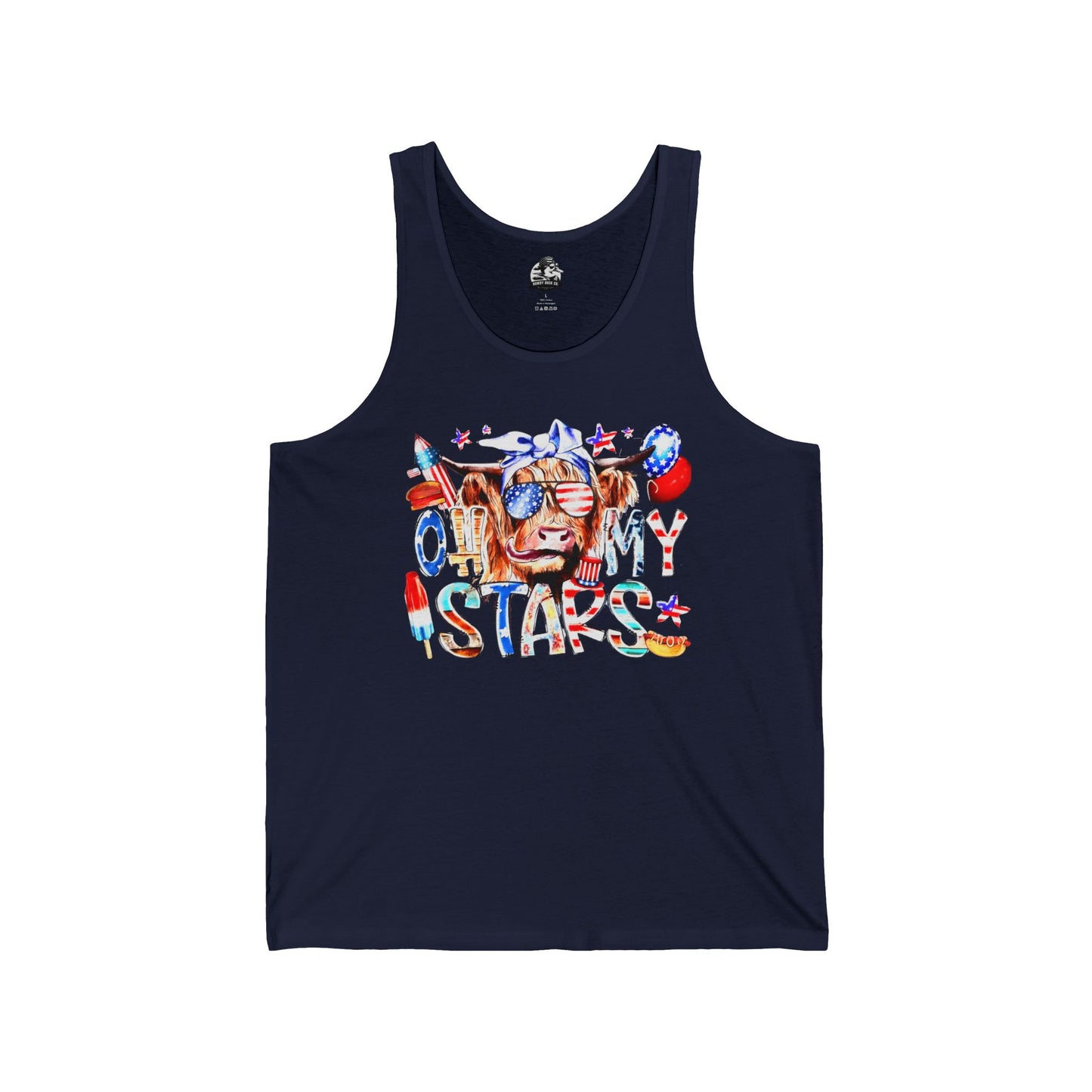 Unisex Jersey Tank with Stars Design | Patriotic Summer Top, 4th of July T-Shirt, Casual Wear, Festival Outfit, Pool Party
