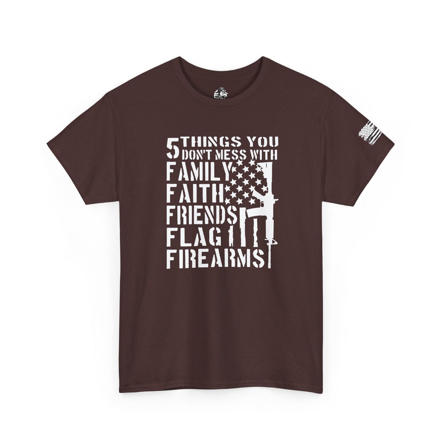 Patriotic Unisex Heavy Cotton Tee - 5 Things You Don't Mess With | Perfect for Veterans, Independence Day, Gifts