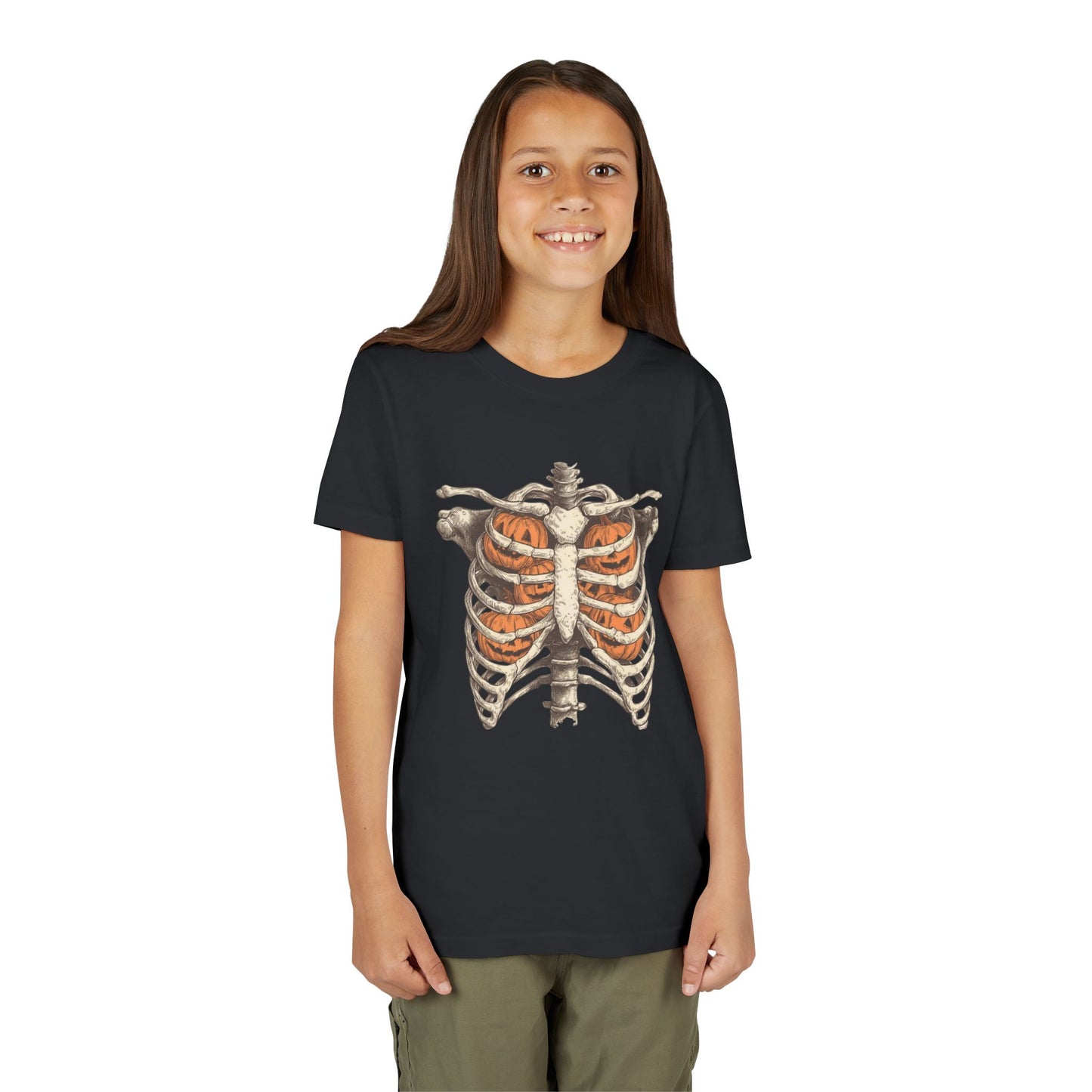 Spooky Pumpkin Skeleton Youth Tee