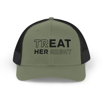 Snapback Trucker Cap - "Treat Her Right" Adjustable Cap,