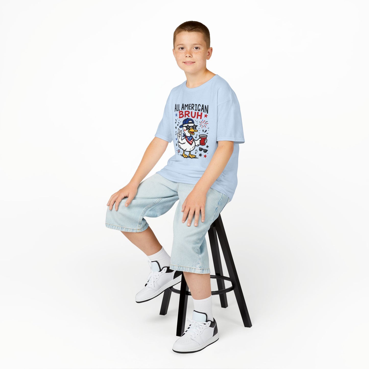 Patriotic Kids Tee, All American Bruh Shirt, Fun Summer Tee, Fourth of July Gift, Kids Celebration Apparel