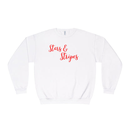 Stars & Stripes Unisex Crewneck Sweatshirt - Cozy Apparel for Casual Days, Gift for Independence Day, Summer BBQs, Fun Gatherings