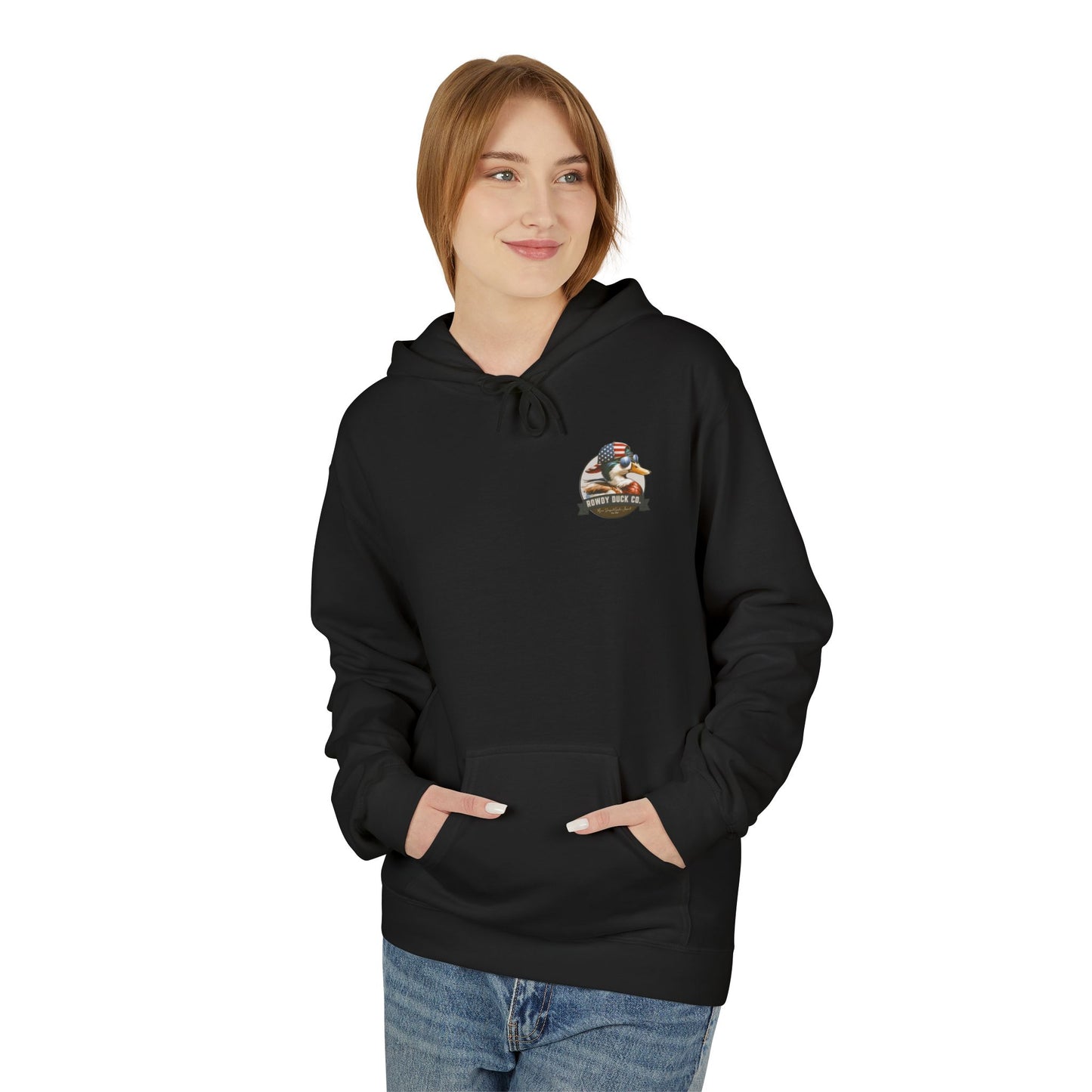 Patriotic Duck Hoodie, Fun Casual Wear for Outdoors, Gift for Animal Lovers, Unique Hoodie for Holidays, Comfy Everyday Style