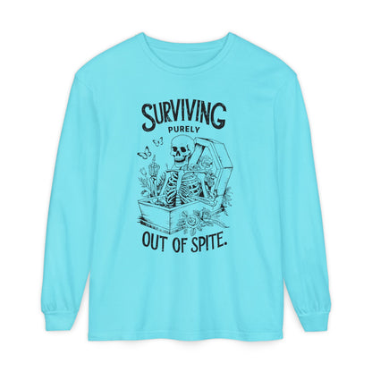 Surviving Purely Out of Spite Long Sleeve T-Shirt - Unisex Garment-Dyed Tee