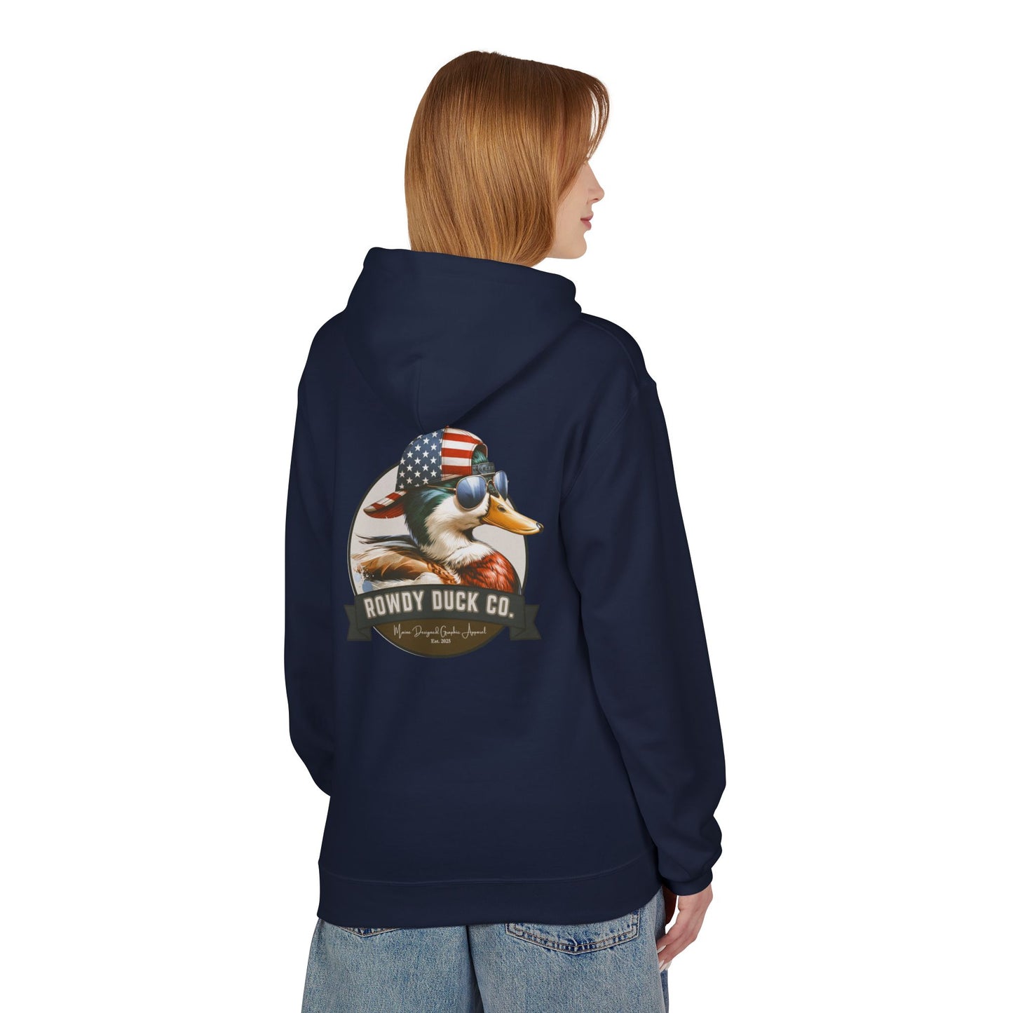 Patriotic Duck Hoodie, Fun Casual Wear for Outdoors, Gift for Animal Lovers, Unique Hoodie for Holidays, Comfy Everyday Style