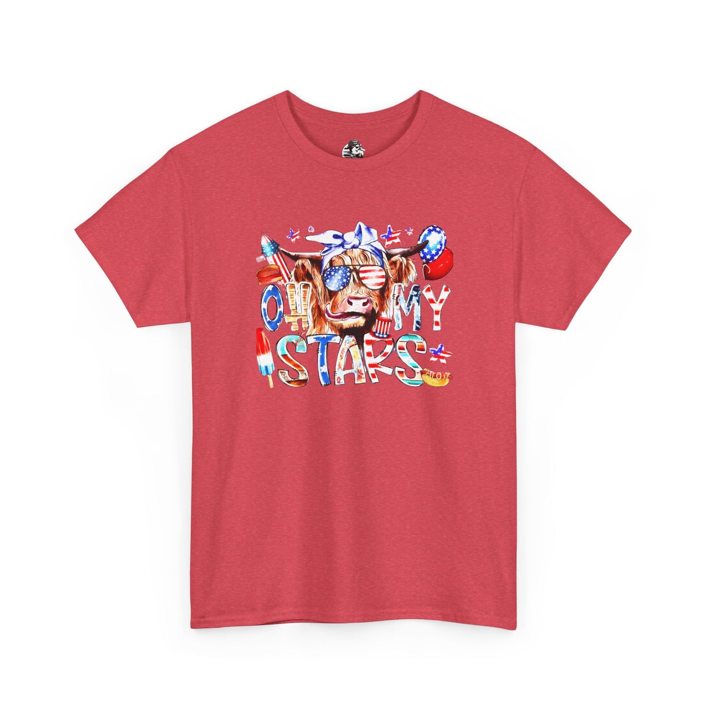 Cow red white & blue tee