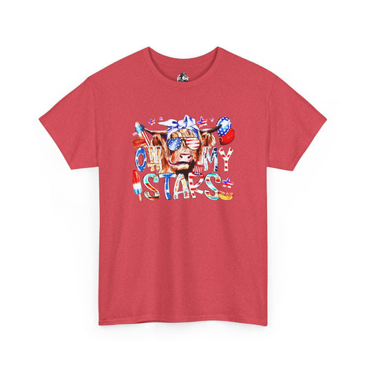 Cow red white & blue tee