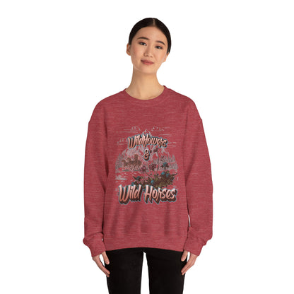 Wildflowers & Wild Horses Sweatshirt, Cozy Crewneck, Unisex Pullover, Nature Lovers Gift, Casual Fall Wear, Outdoor Adventure Apparel