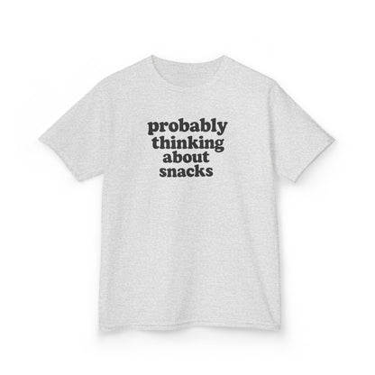 Kids Tee — "Probably Thinking About Snacks" Funny Graphic T-Shirt