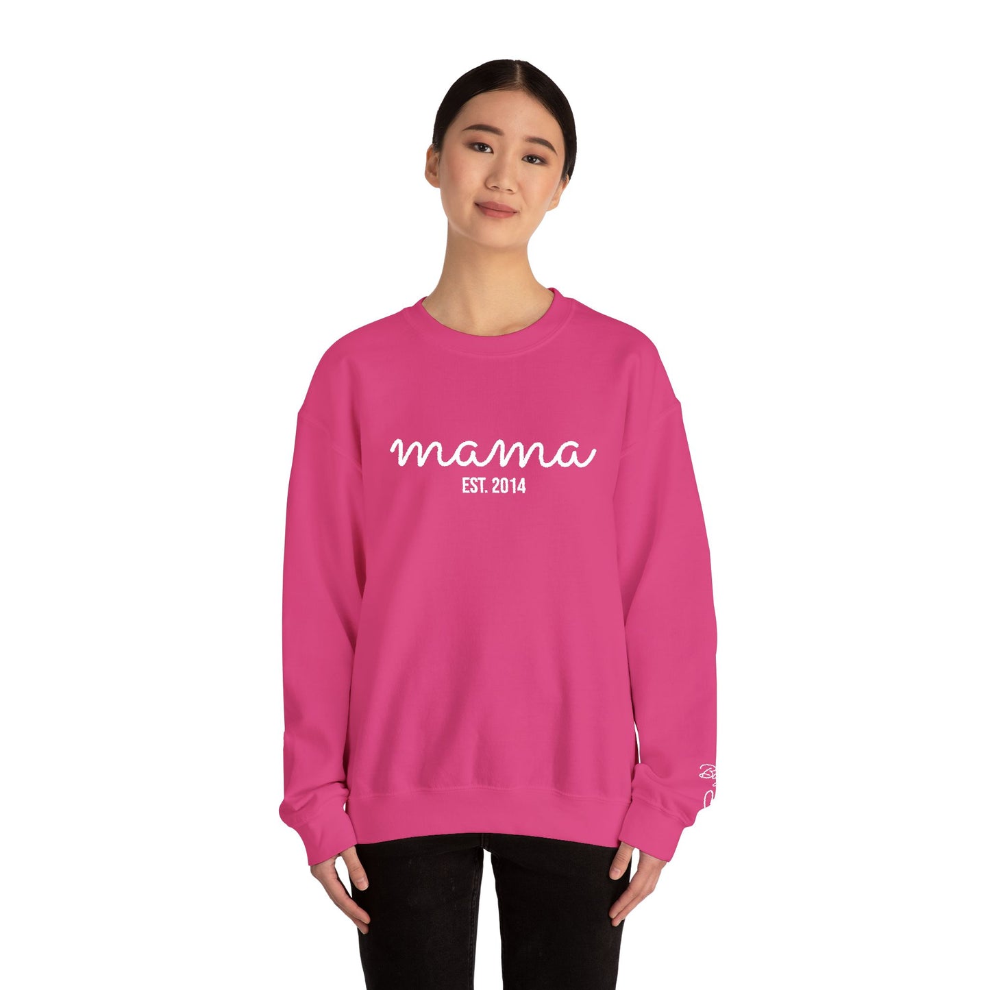 Custom Embroidered Mama Cursive Fleece Crewneck