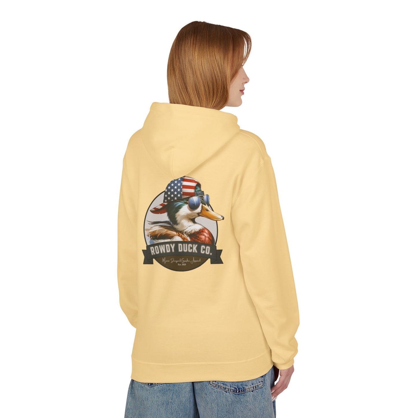 Patriotic Duck Hoodie, Fun Casual Wear for Outdoors, Gift for Animal Lovers, Unique Hoodie for Holidays, Comfy Everyday Style