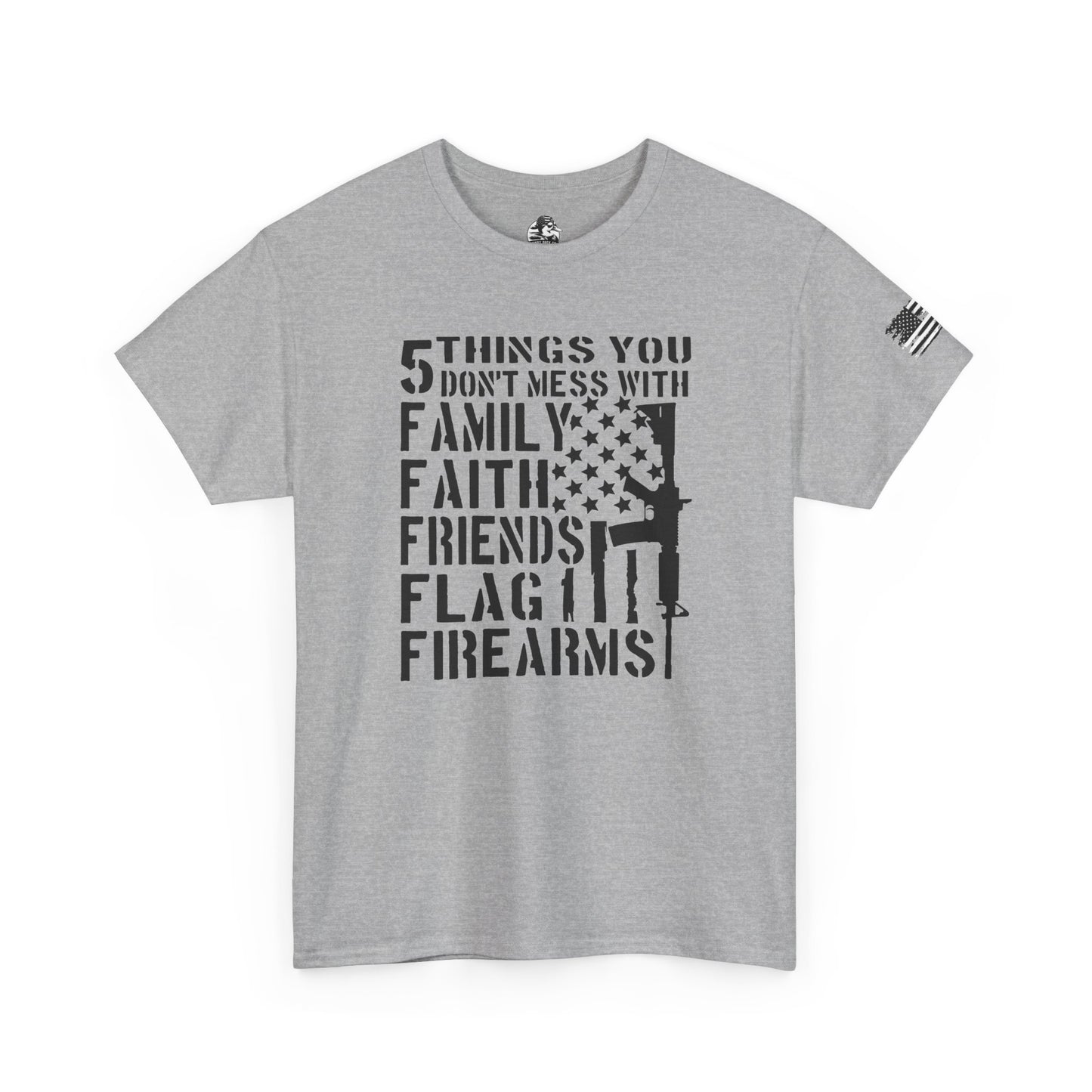 Patriotic Unisex Heavy Cotton Tee - 5 Things You Don't Mess With | Perfect for Veterans, Independence Day, Gifts
