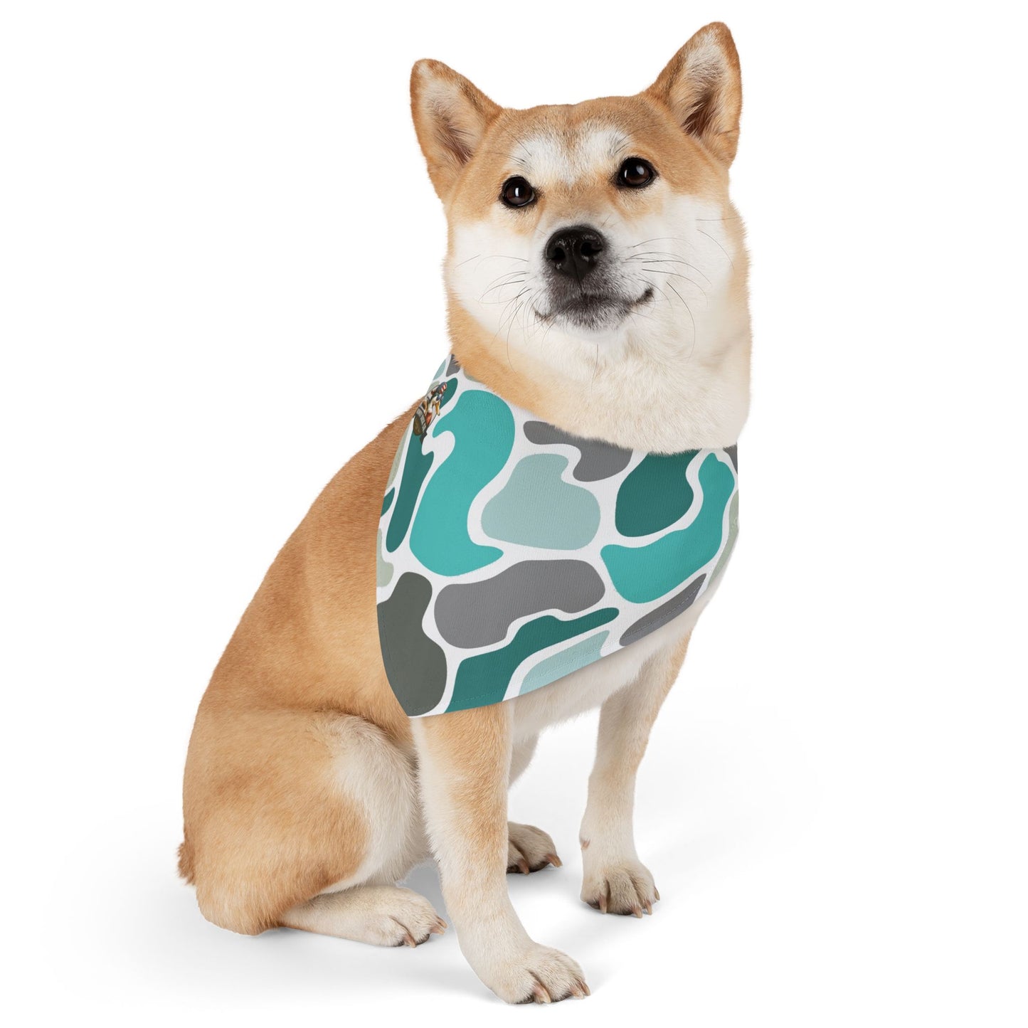 Stylish Turquoise Camo Pet Bandana Collar for Dogs - Perfect for Outings and Celebrations