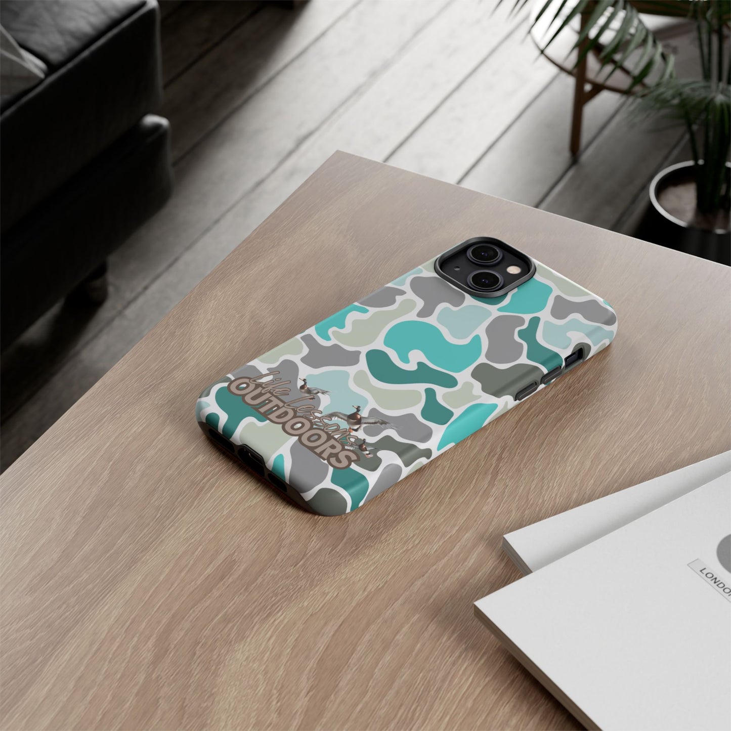 Turqoise old school camo Phone Case - Life Lessons Outdoors