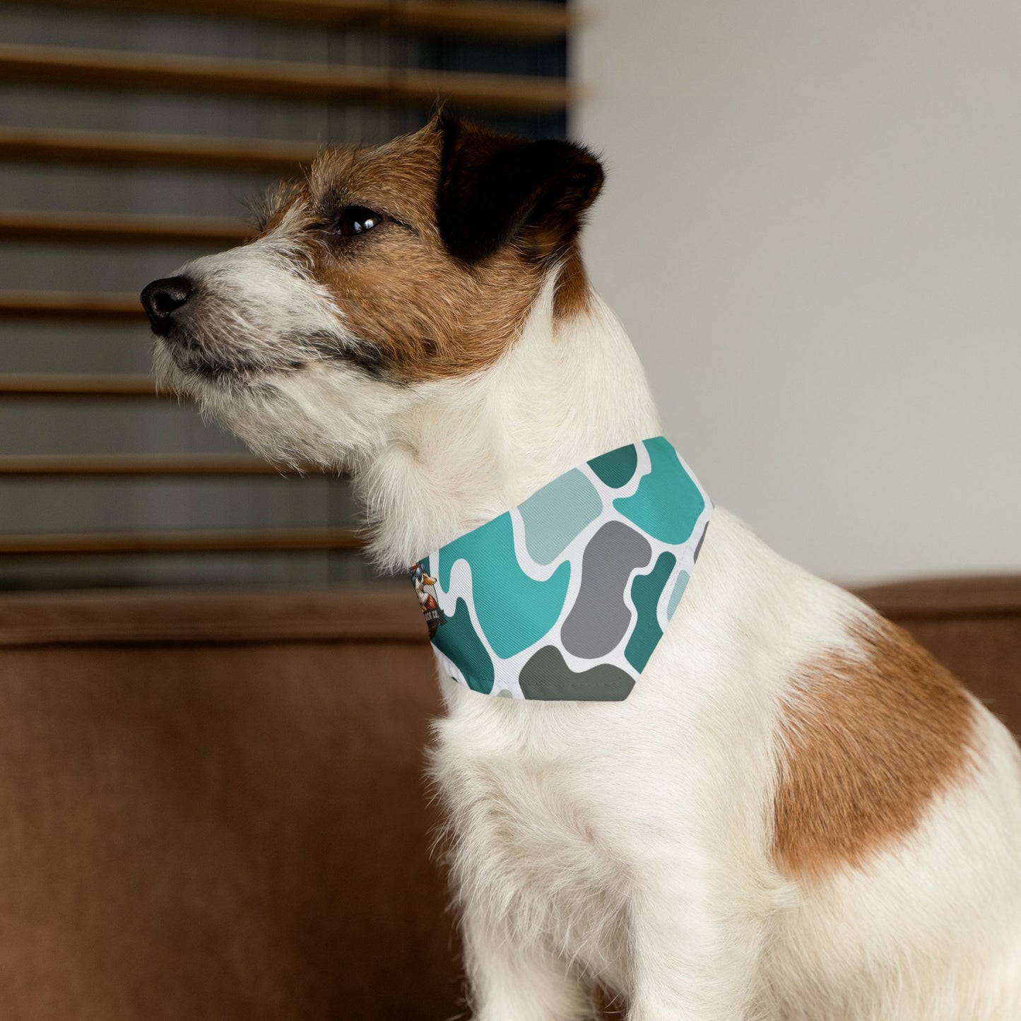 Stylish Turquoise Camo Pet Bandana Collar for Dogs - Perfect for Outings and Celebrations