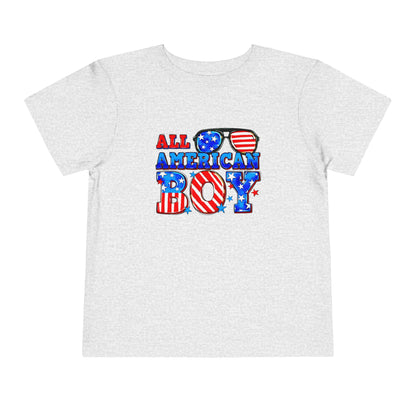 All American Boy Toddler Tee, Kids Patriotic Shirt, July 4th Outfit, Toddler Summer T-Shirt, USA Pride Apparel
