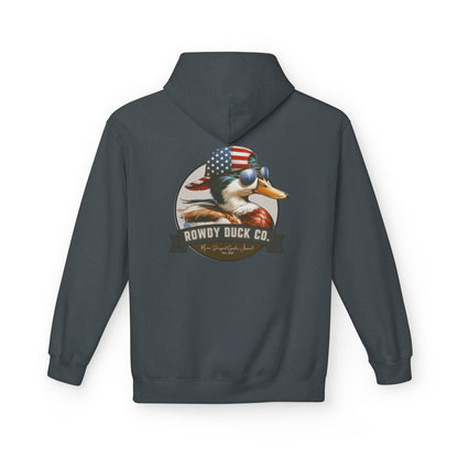 Patriotic Duck Hoodie, Fun Casual Wear for Outdoors, Gift for Animal Lovers, Unique Hoodie for Holidays, Comfy Everyday Style