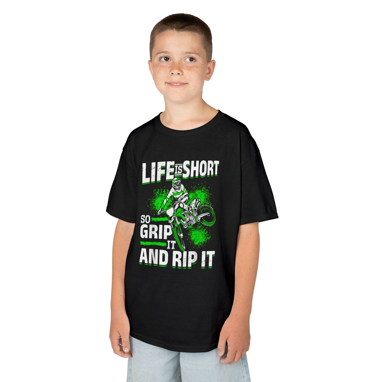 Kids Tee - "Life Is Short So Grip It And Rip It" Motocross Dirt Bike Shirt