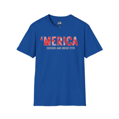 'Merica Kicking Ass T-Shirt | Unisex Softstyle Tee for Patriotic Celebrations, 4th of July, Casual Wear, Gifts, Team Spirit