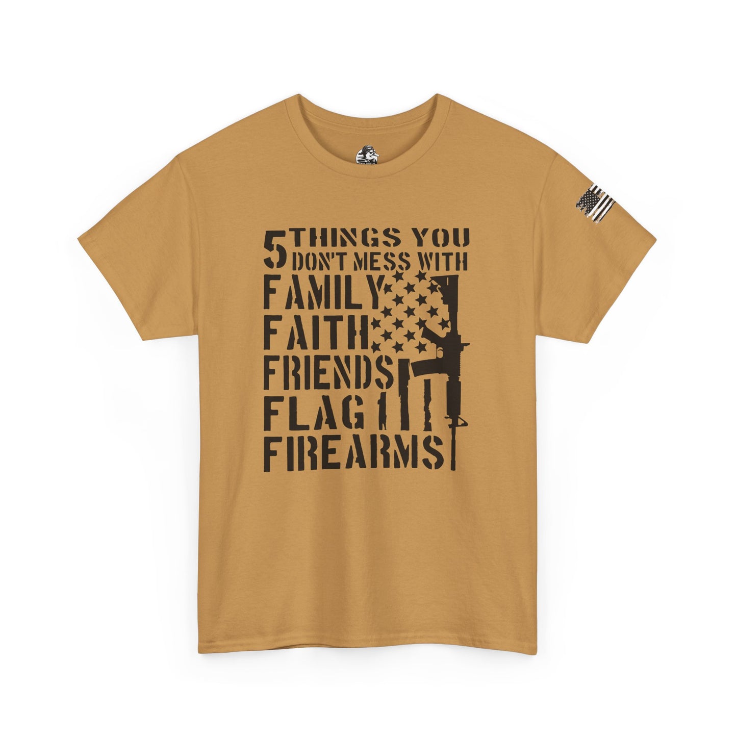 Patriotic Unisex Heavy Cotton Tee - 5 Things You Don't Mess With | Perfect for Veterans, Independence Day, Gifts