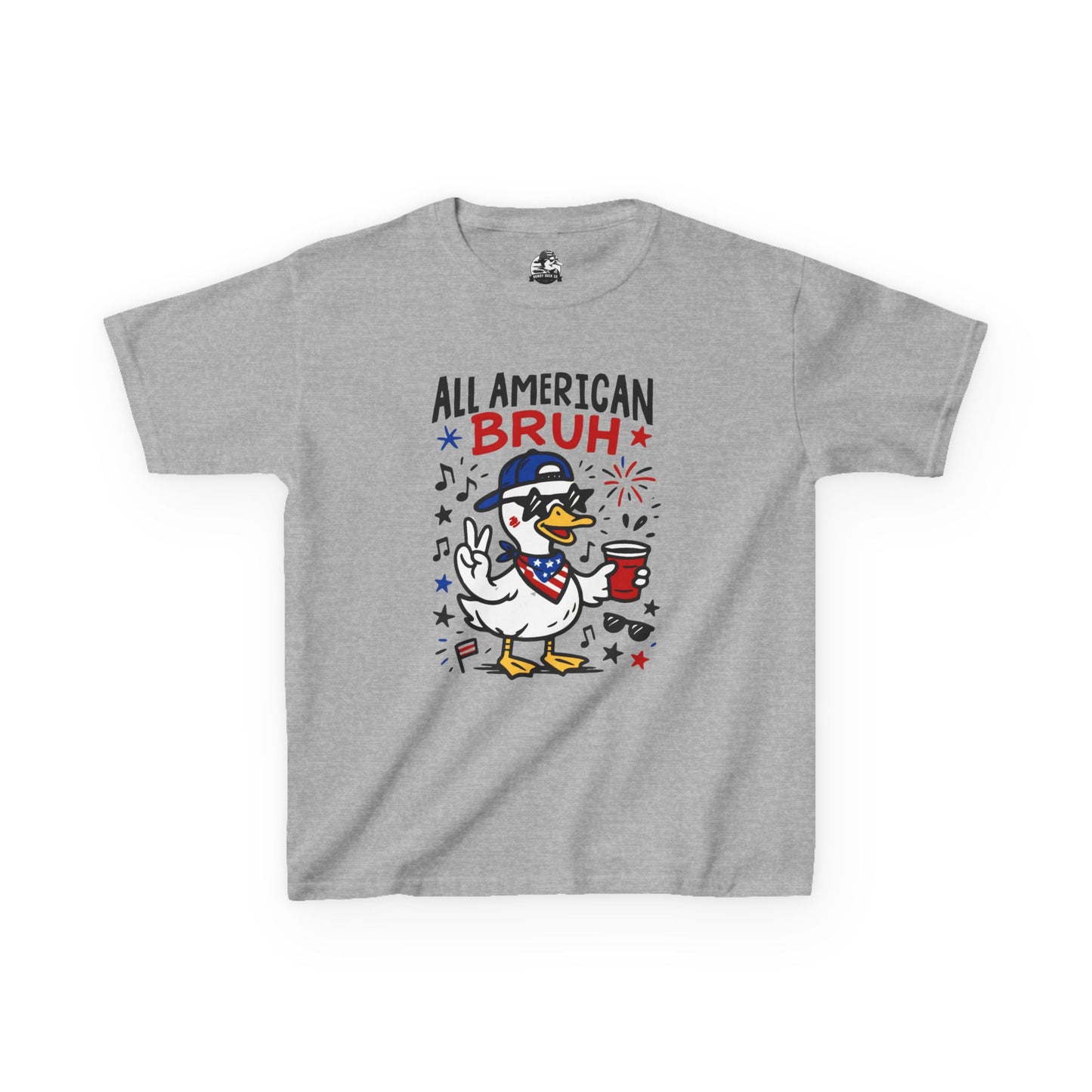 Patriotic Kids Tee, All American Bruh Shirt, Fun Summer Tee, Fourth of July Gift, Kids Celebration Apparel