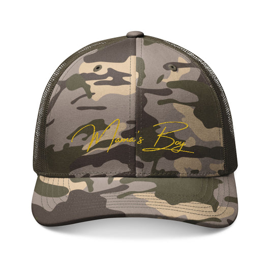 Camouflage Embroidered Trucker Hat -"Mama's boy"