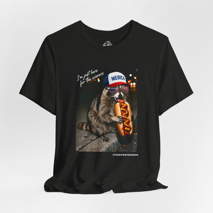 I’m just here for the wieners adult raccoon tee