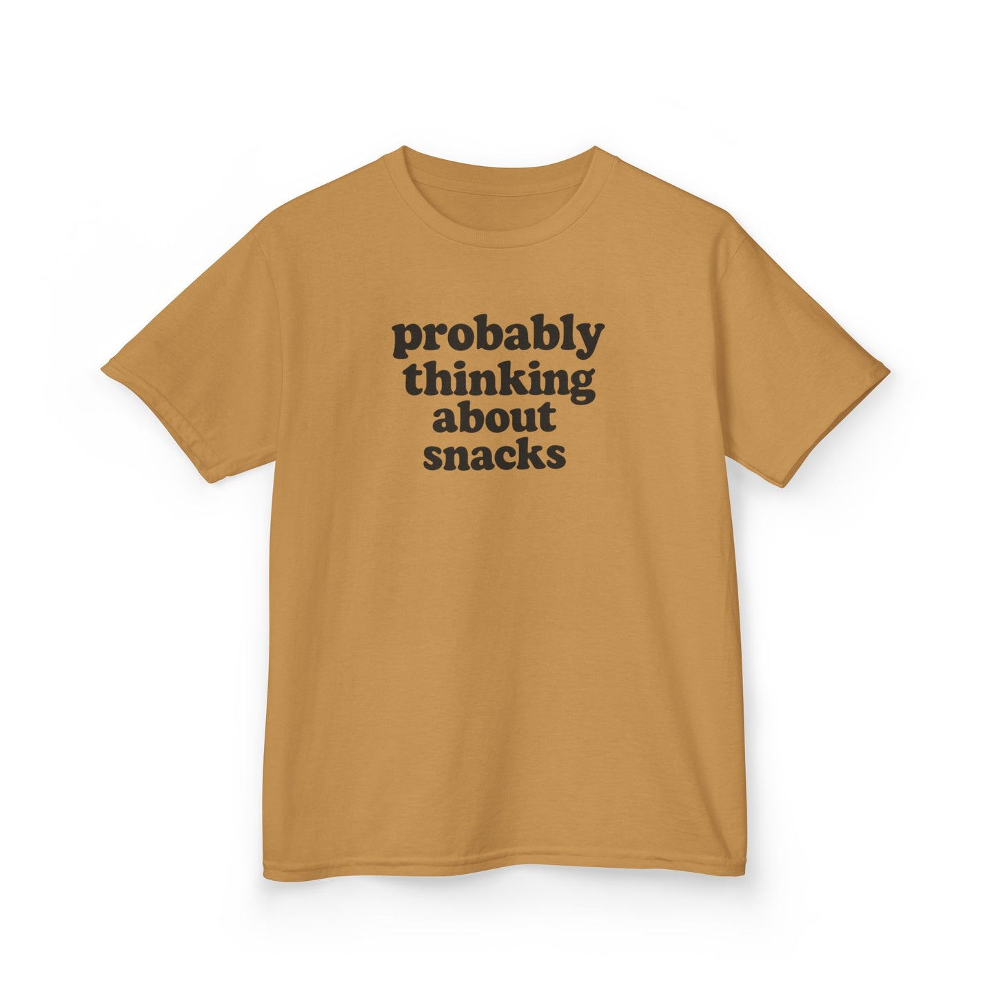 Kids Tee — "Probably Thinking About Snacks" Funny Graphic T-Shirt