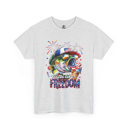 Patriotic Fishing Tee, Fourth of July Shirt, Freedom T-Shirt, Summer Adventure Apparel, Fishing Lover Gift