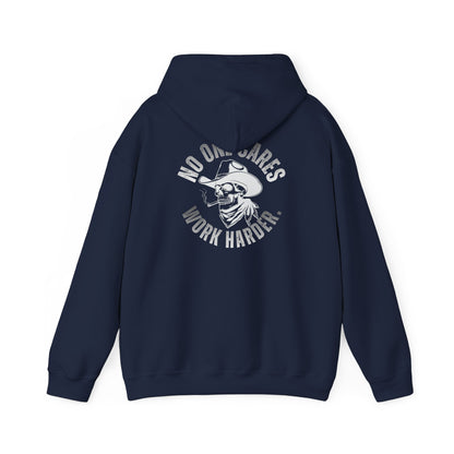 Hoodie — "No One Cares, Work Harder" Motivational Skull Hoodie