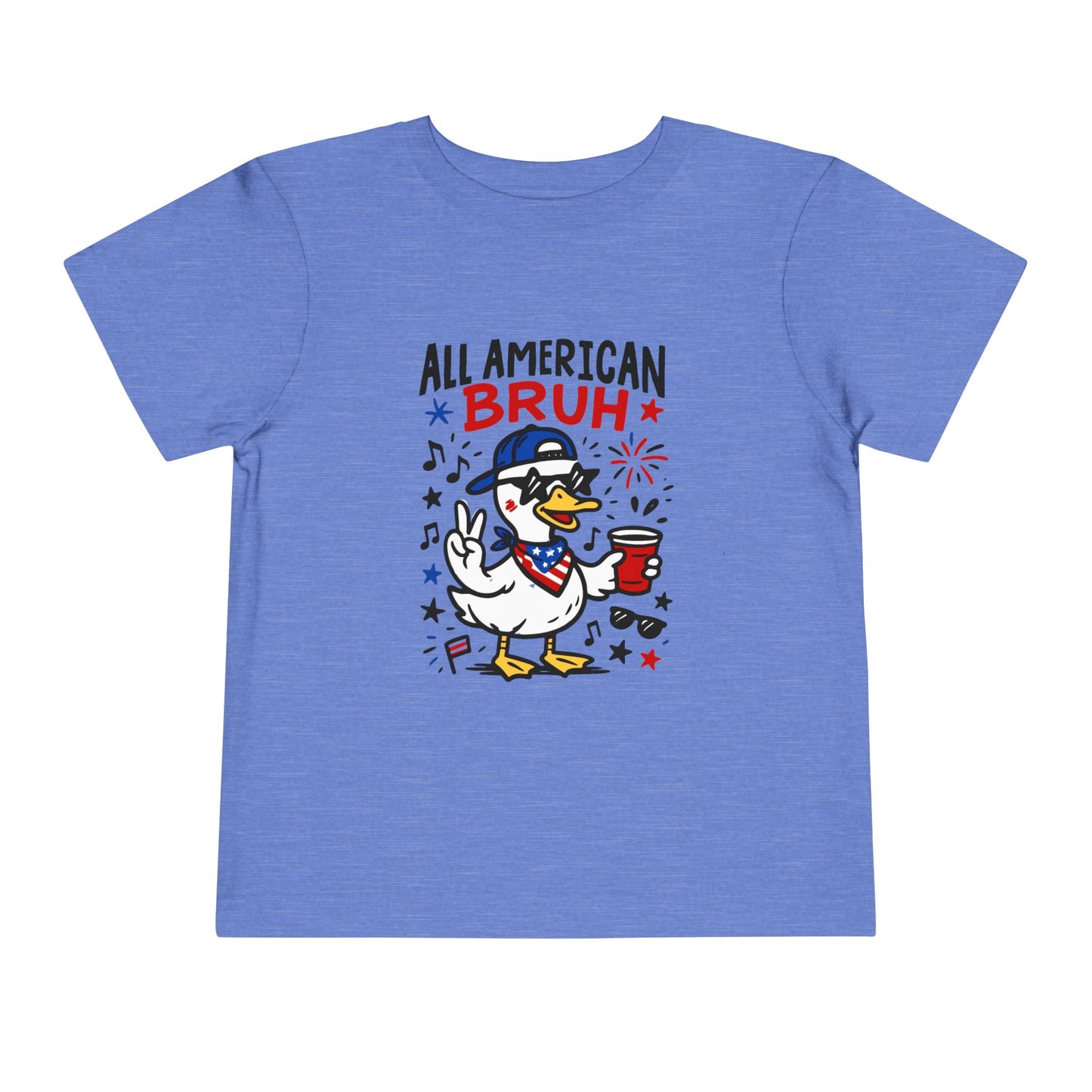 All American Bruh Toddler Tee, Cute Kids Shirt, Patriotic Toddler Outfit, 4th of July Apparel, Funny Duck Graphic Tee
