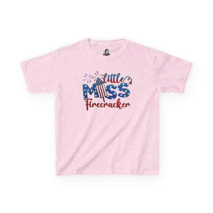 Kids 4th of July Tee - Little Miss Firecracker Shirt, Independence Day Outfit, Kids Summer Apparel, Patriotic T-Shirt, Fun Holiday Top